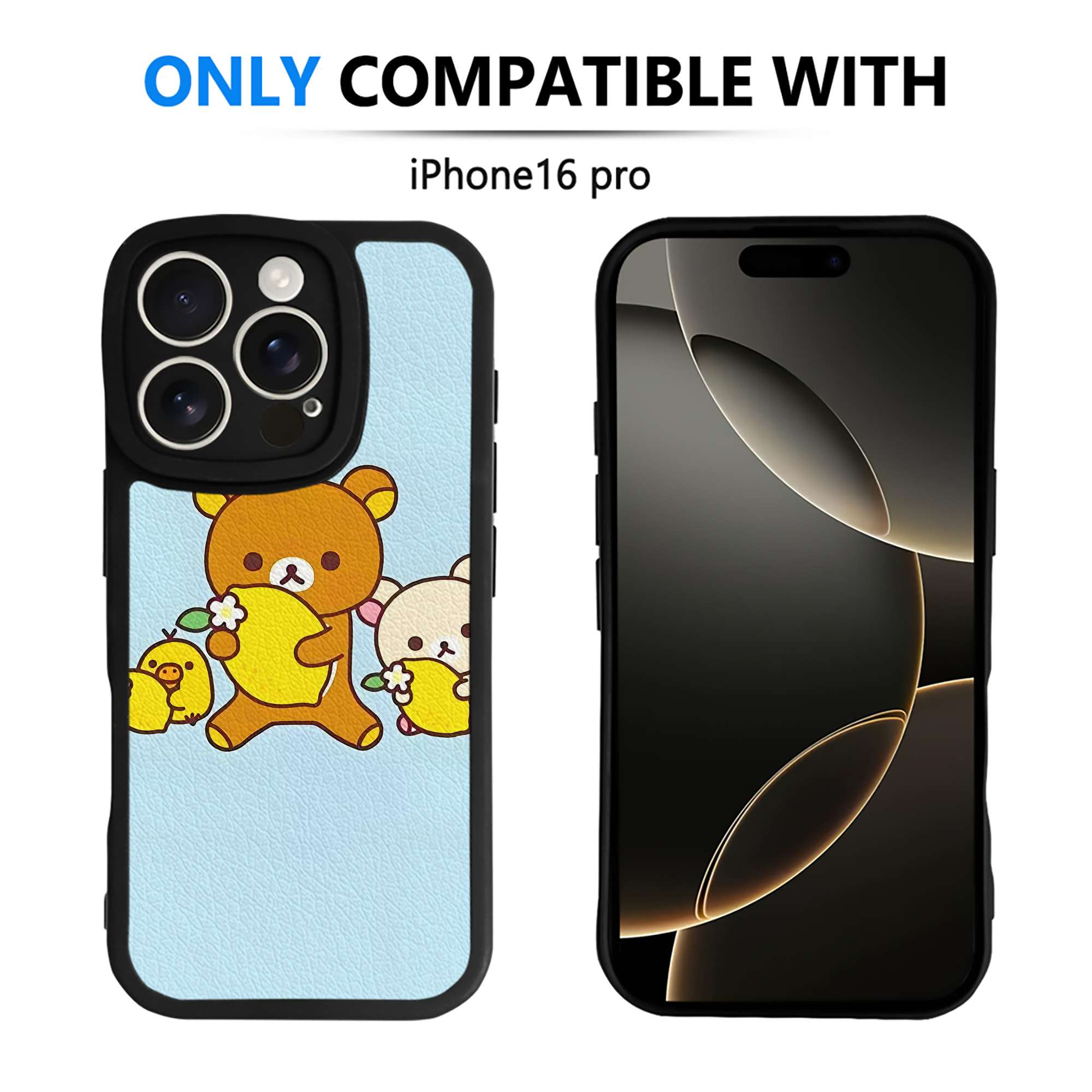 （画像用） リラックマ リラックマ キイロイトリ Rilakkuma Korilakkuma Kiiroitori 【iPhone 16シリーズ対応】シリコンスマホケース（レザー調） 材質：シリコン